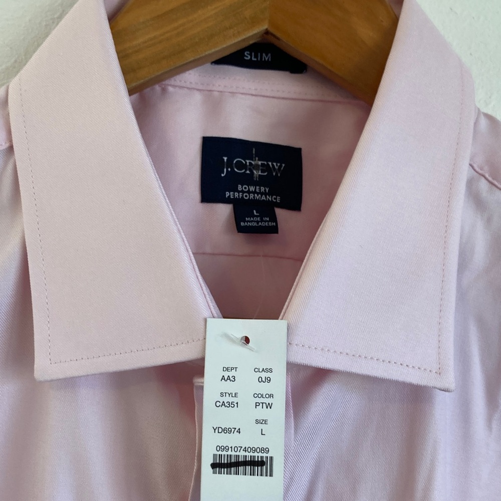 J. Crew Slim Bowery performance‎ stretch dress shirt spread collar Large Pink - Picture 3 of 6
